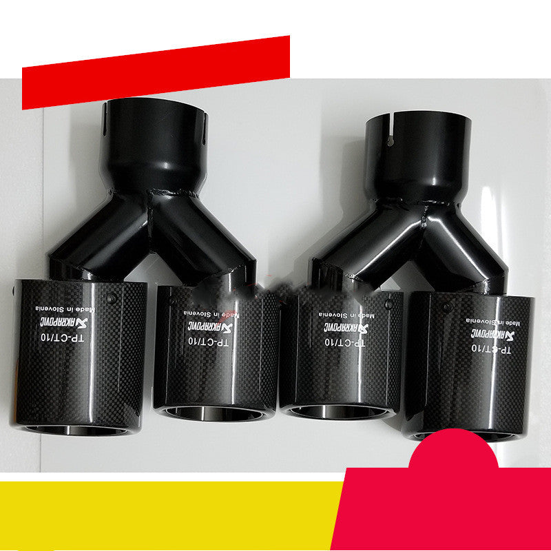 Car Modified Muffler Double Out Bright Black Exhaust Pipe Tail Throat