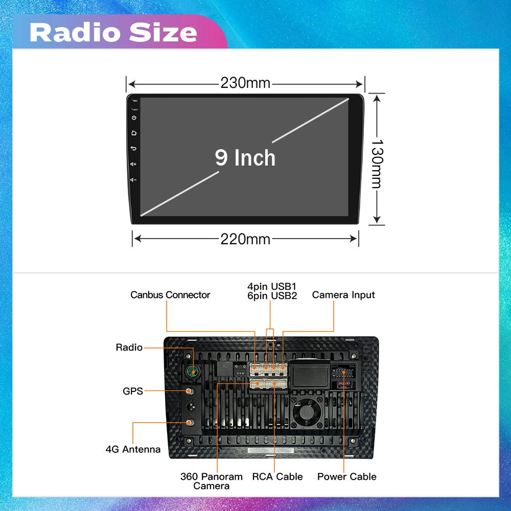 9/10 Inch Smart System 6G+128G For Car Radio 2 Din Android Auto Carplay Audio