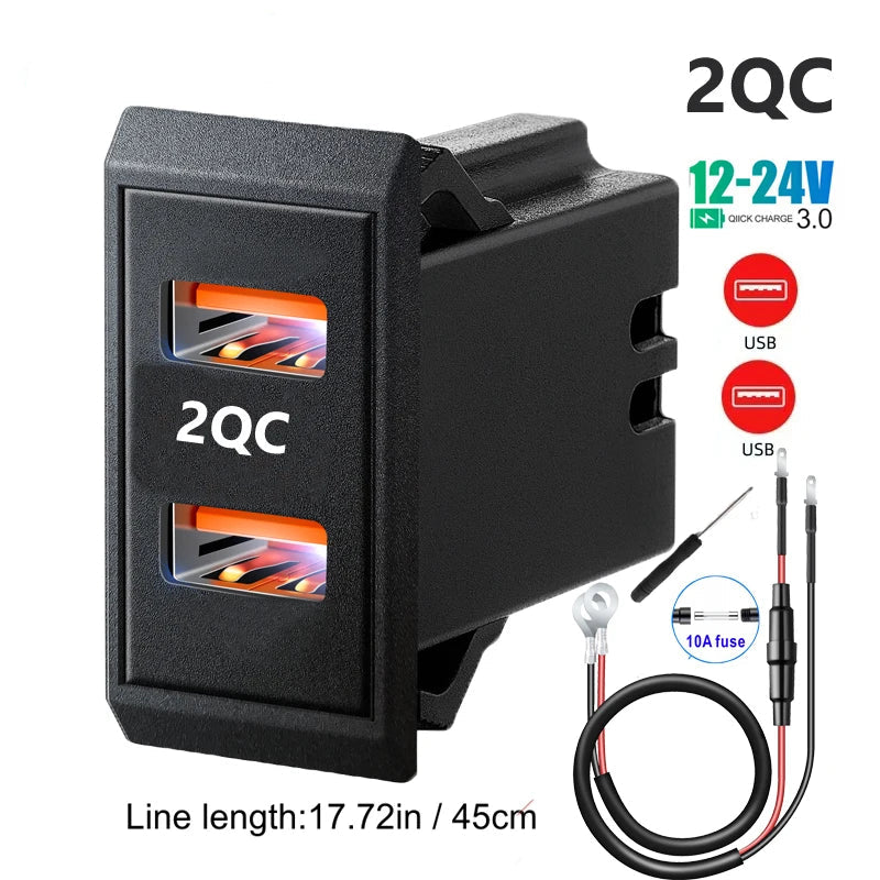 Power Socket 12V 24V USB Outlet 54W  Quick Charge 3.0 USB