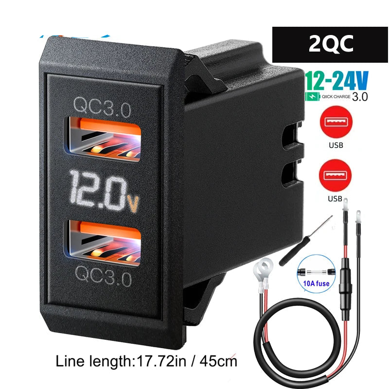 Power Socket 12V 24V USB Outlet 54W  Quick Charge 3.0 USB