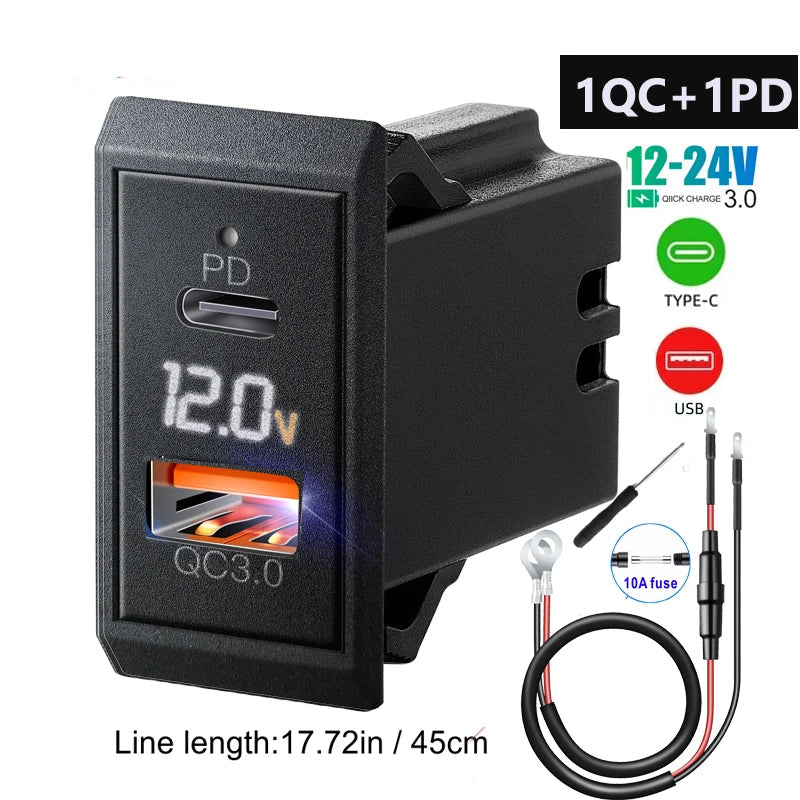 Power Socket 12V 24V USB Outlet 54W  Quick Charge 3.0 USB