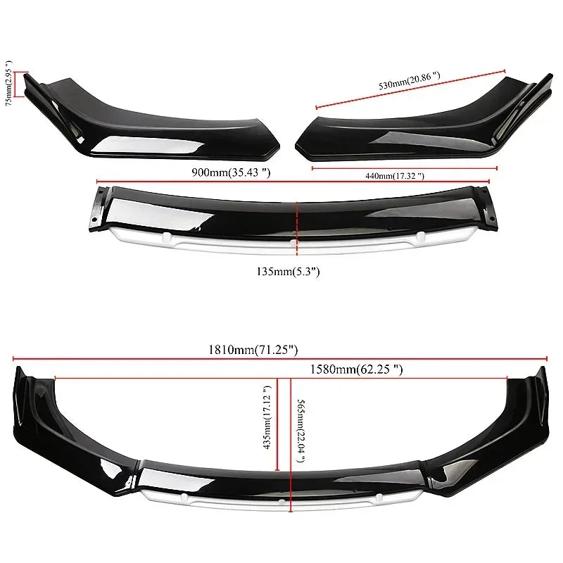 For Audi A3 A4 A6 Q3 S3 S4 S6 B6 B7 B8 B8.5 Sedan Front Bumper Lip Chin Spoiler Splitter Diffuser Bodykit Universal Accessories
