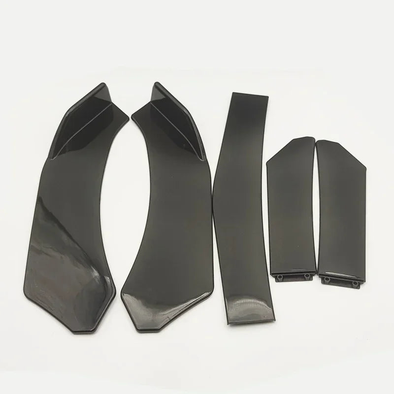 5 Pieces Universal Car Front Bumper Lip Body Kit Spoiler Splitter ABS Bumper Canard Lip Splitter Universal Car Accessories
